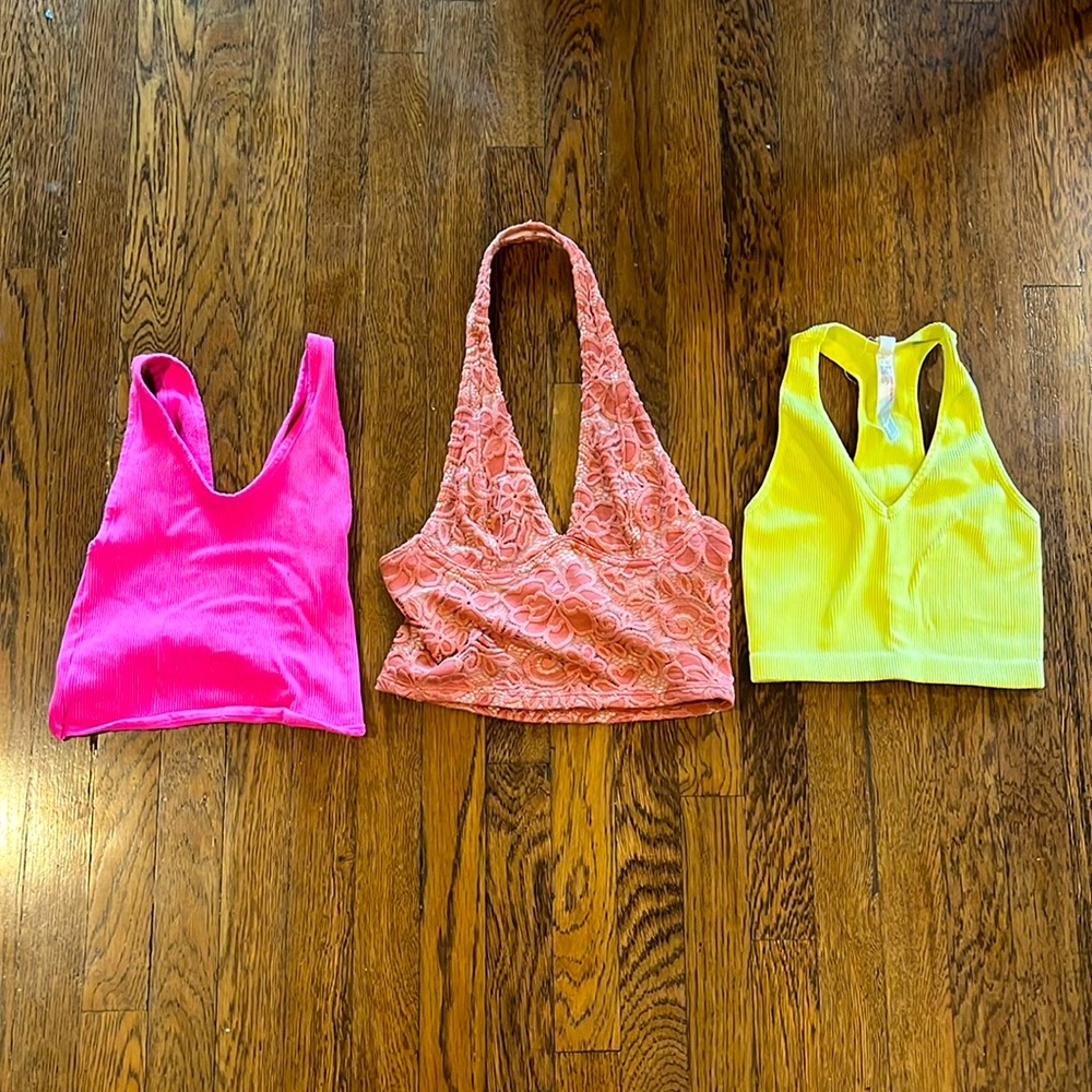 Bundle: 2 XS FP & Urban Outfitters crop tops pink & orange * YELLOW IS GONE! *